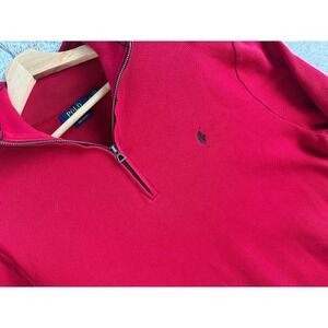 Polo Ralph Lauren Sweater‎ Mens XLarge Red 1/4 Zip Pima Cotton Pullover XL